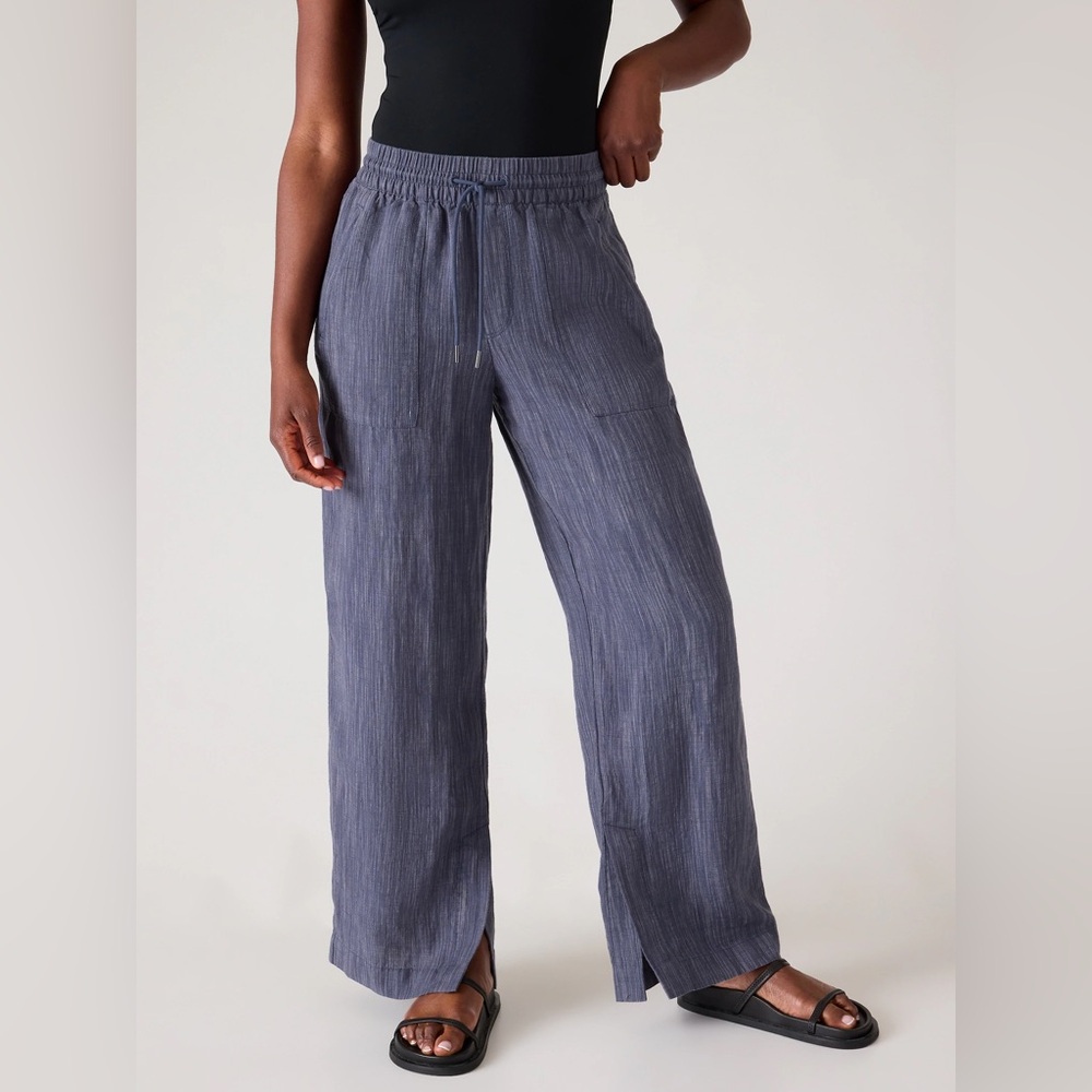 Retreat Linen Mid Rise Wide Leg Pant- Athleta- 100% linen- size small